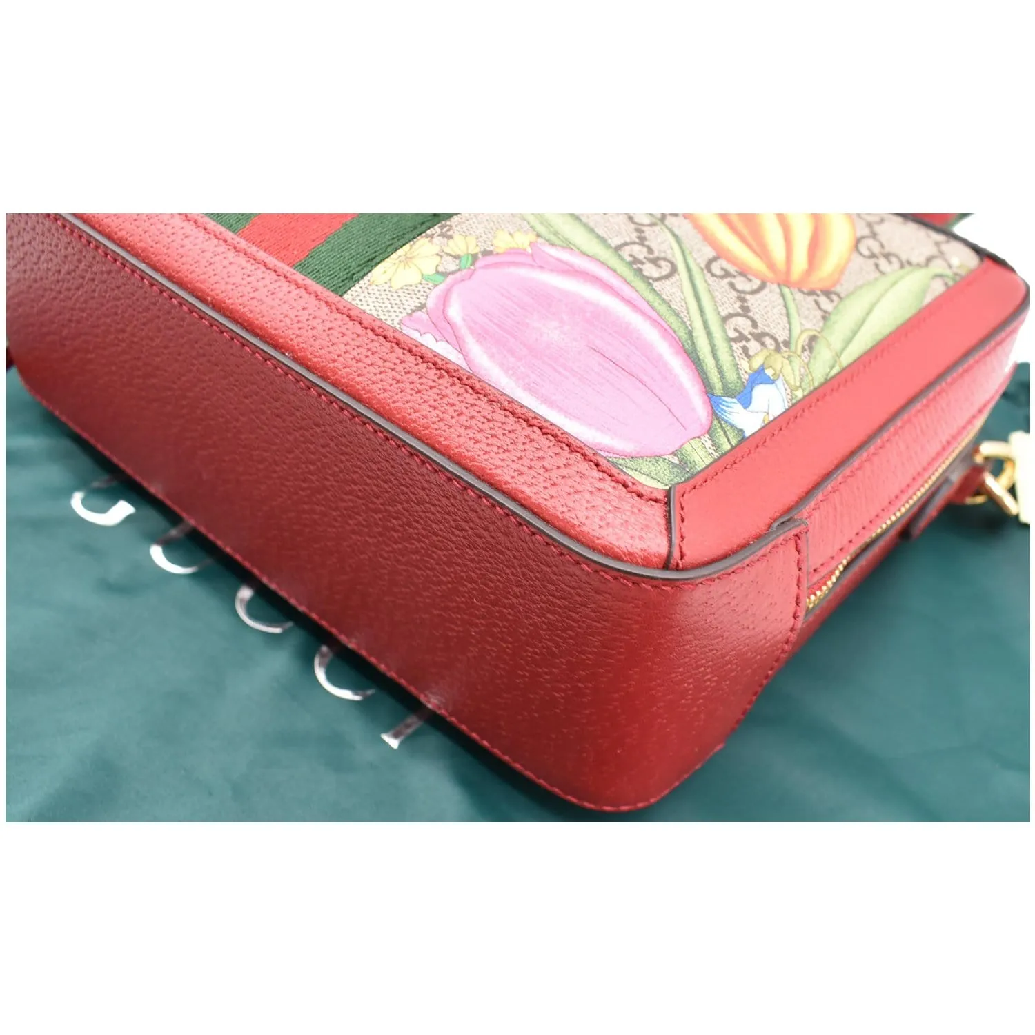 GUCCI Ophidia Flora Web Small Top Handle Shoulder Bag Red 550622