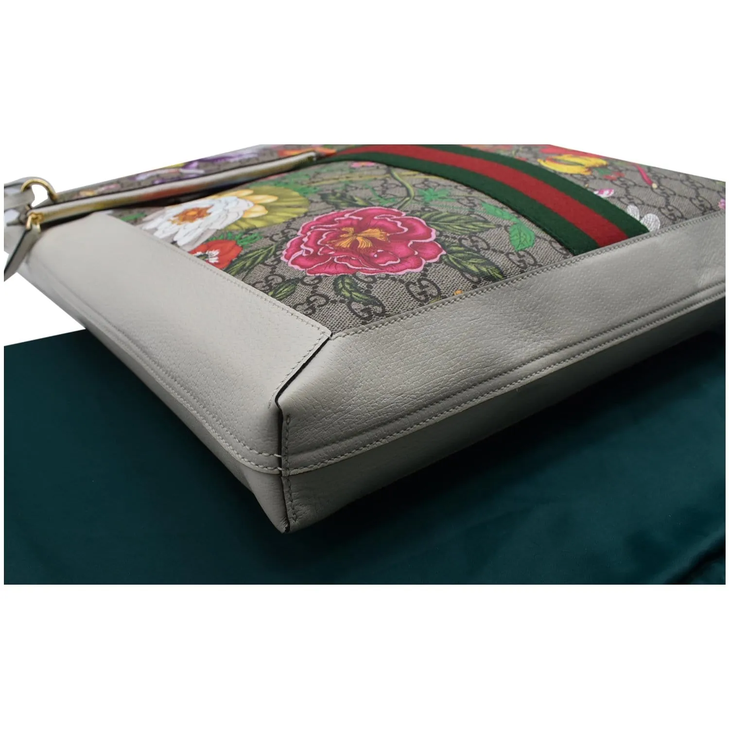 GUCCI Ophidia GG Flora Vertical Shopping Tote Bag White 519335