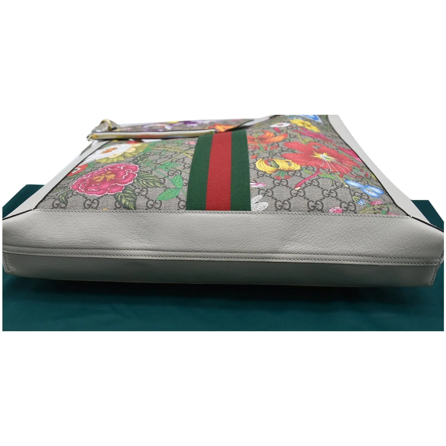 GUCCI Ophidia GG Flora Vertical Shopping Tote Bag White 519335