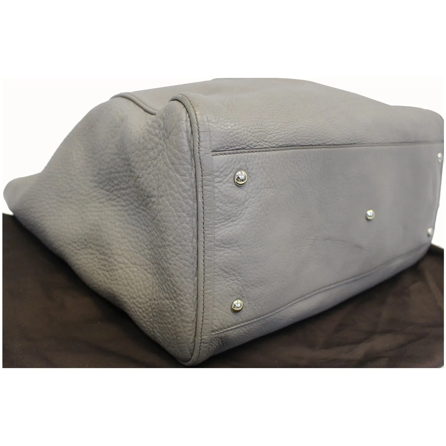 GUCCI Soho Pebbled Leather Large Tote Shoulder Bag Taupe