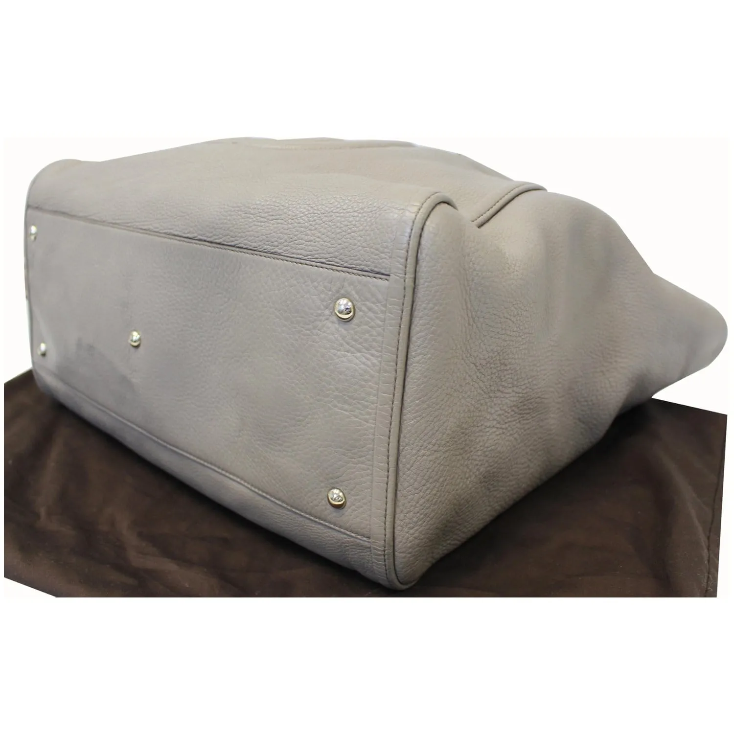 GUCCI Soho Pebbled Leather Large Tote Shoulder Bag Taupe