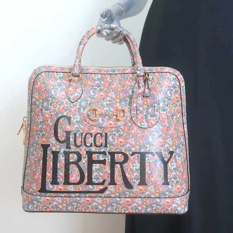 Gucci x Liberty London 1955 Duffle Bag Floral Print Leather Large Crossbody NEW