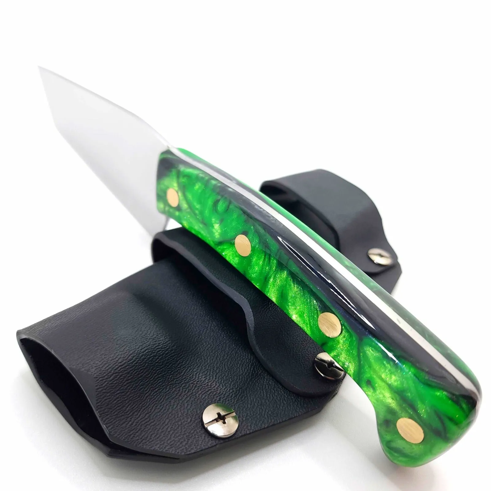 Handmade Knife Made In USA - Custom EDC Tanto Resin Handle Knife / Bush Knife