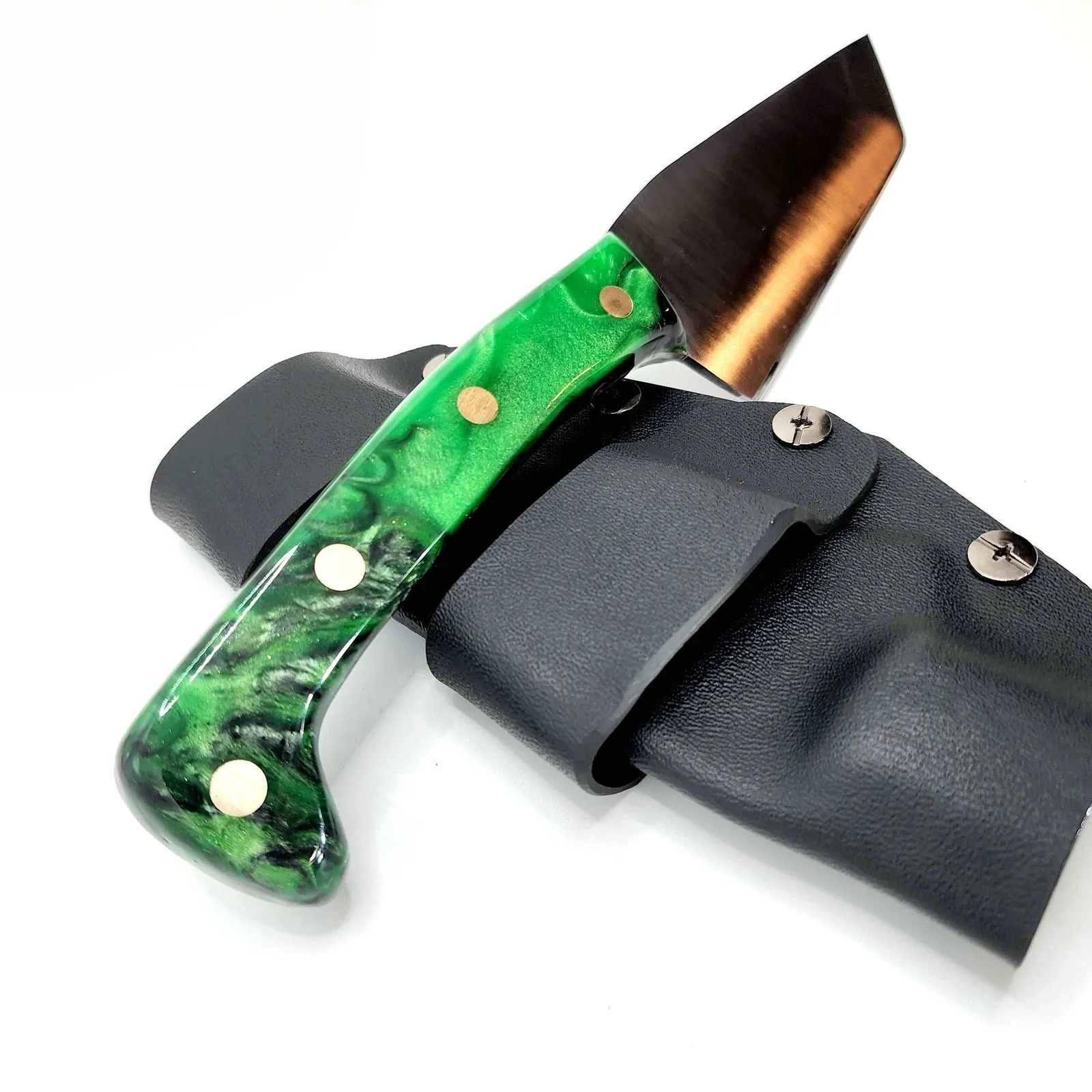 Handmade Knife Made In USA - Custom EDC Tanto Resin Handle Knife / Bush Knife