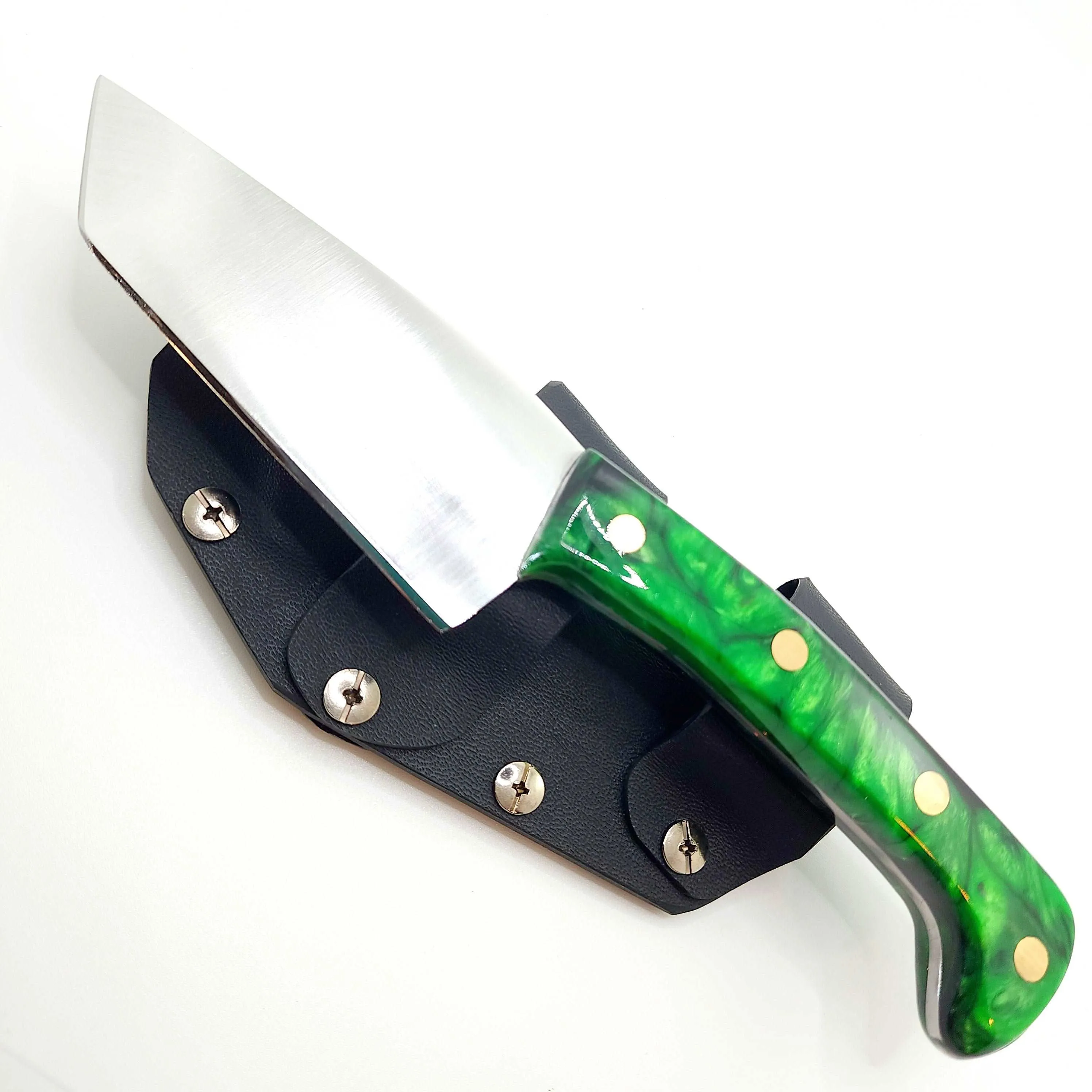 Handmade Knife Made In USA - Custom EDC Tanto Resin Handle Knife / Bush Knife