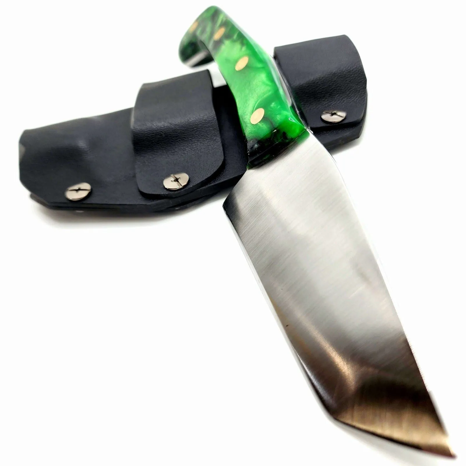 Handmade Knife Made In USA - Custom EDC Tanto Resin Handle Knife / Bush Knife