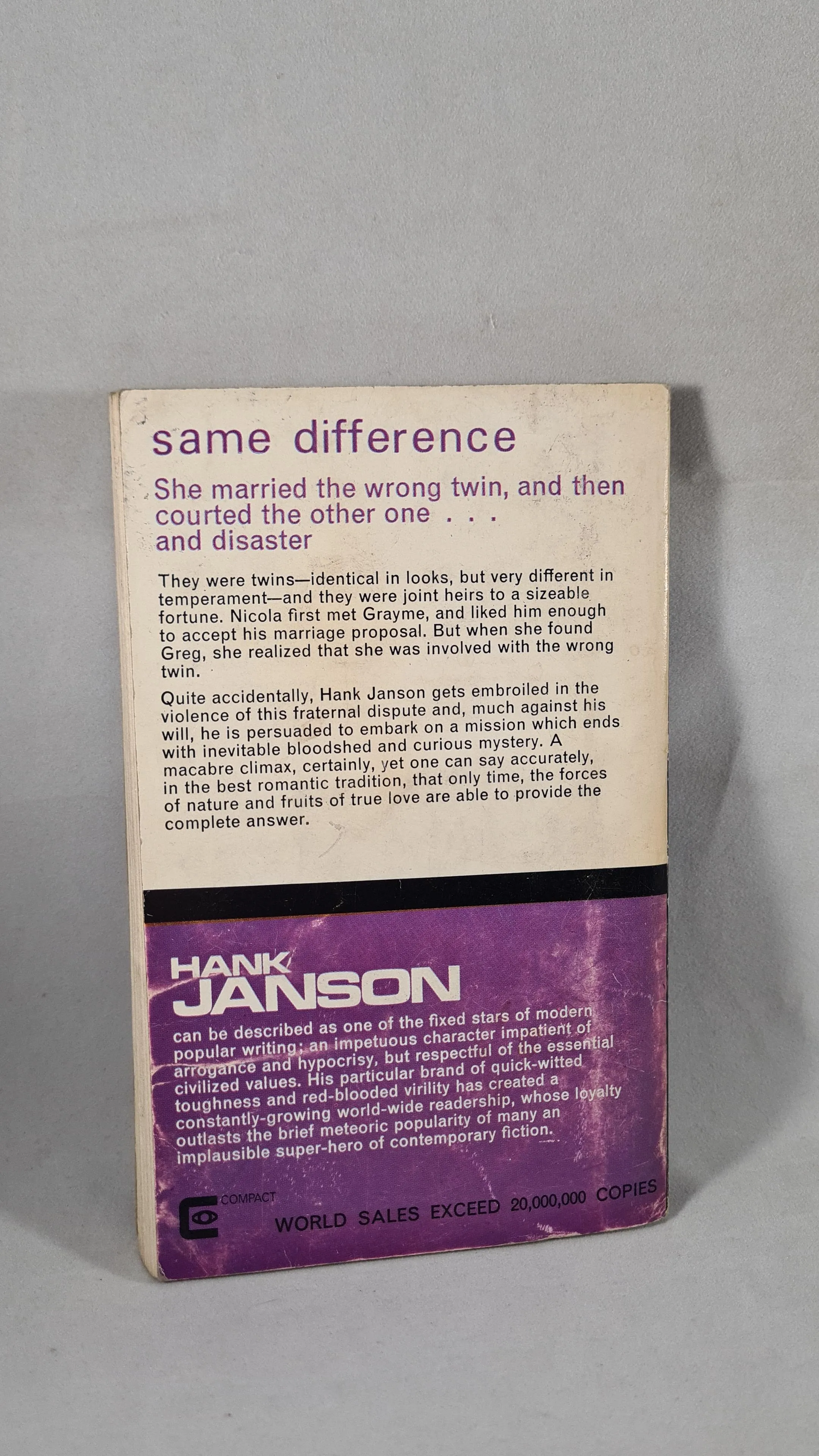 Hank Janson - Same Difference, Compact Books, 1968, Paperbacks