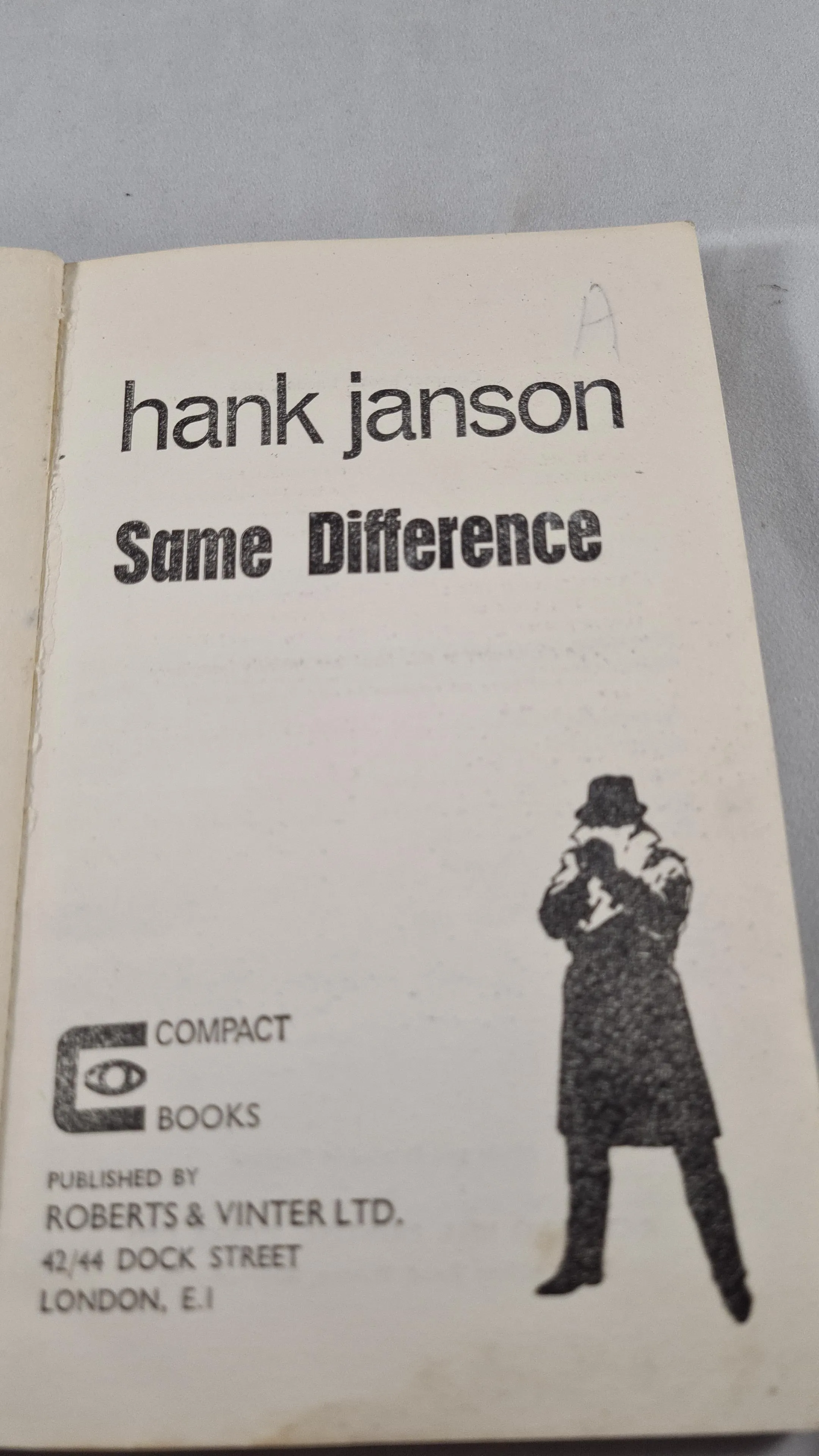 Hank Janson - Same Difference, Compact Books, 1968, Paperbacks