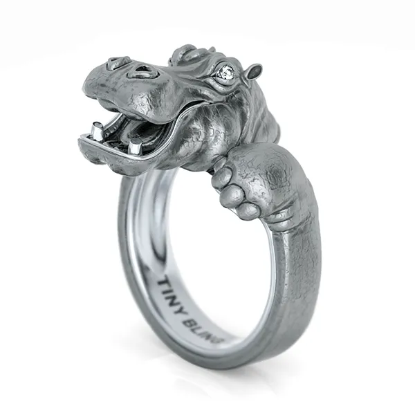 Happy Hippo Diamond Snuggle Ring