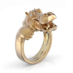 Happy Hippo Diamond Snuggle Ring
