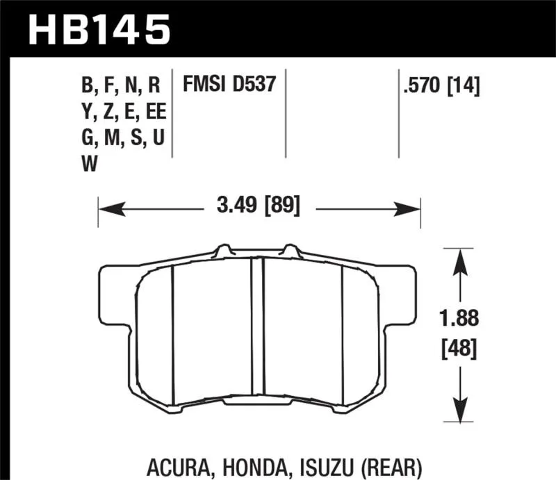 Hawk 06  Civic Si HP  Street Rear  Brake Pads