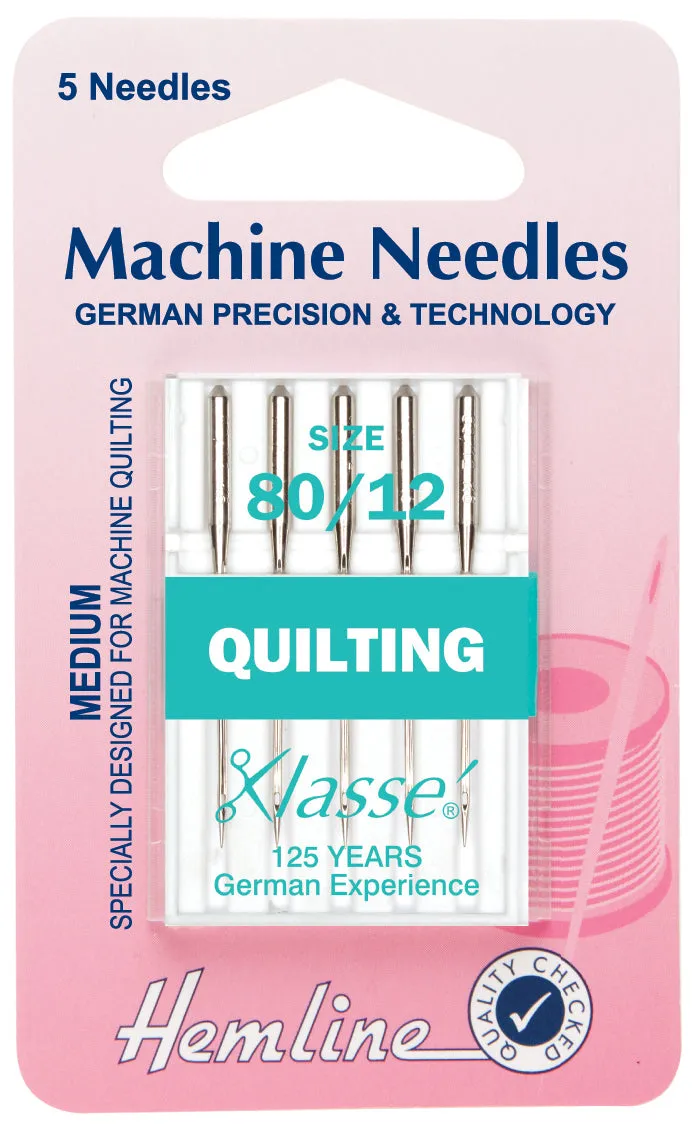 Hemline Sewing Machine Needles Quilting Medium 80 / 12