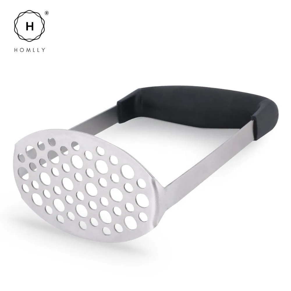 Homlly Stainless Steel Potato Masher with Broad and Ergonomic Horizontal Handle