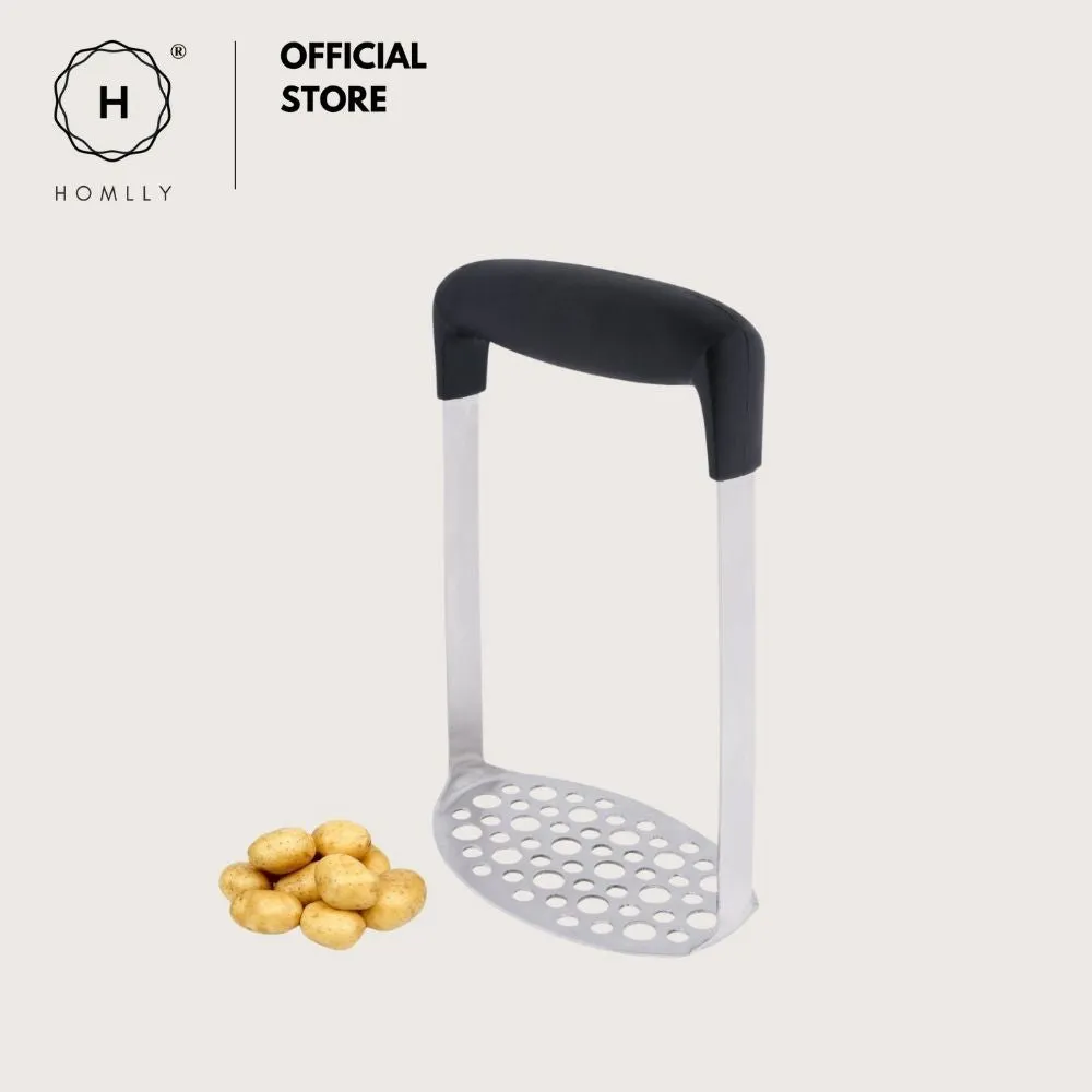 Homlly Stainless Steel Potato Masher with Broad and Ergonomic Horizontal Handle