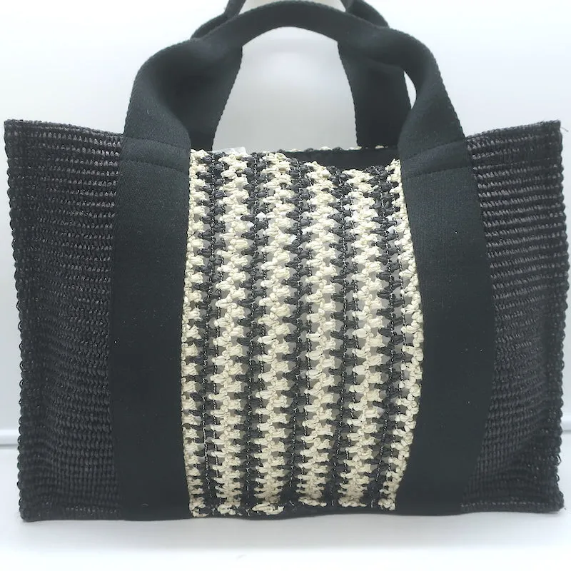 Isabel Marant Aruba Small Tote Bag Black/White Woven Raffia NEW
