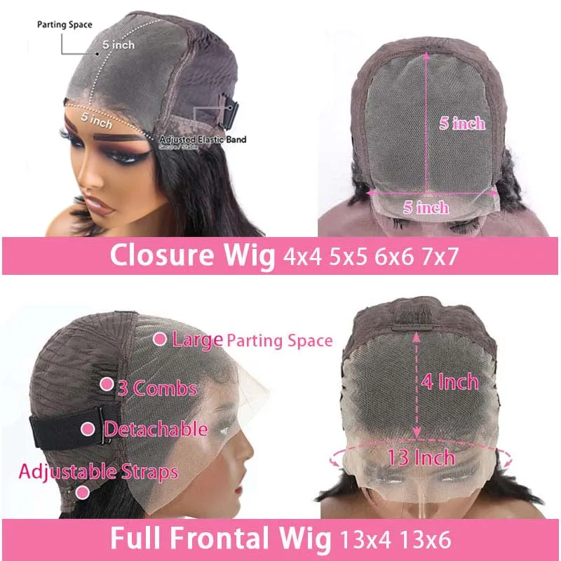JAZMIN - Straight 5x5 6x6 Closure Wig 13x4 13x6 Frontal Wig 100% Virgin Hair Glueless Wig