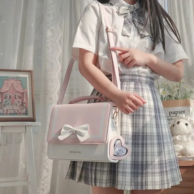 JIAERDI Harajuku JK Women's Ita Bag Handbag Trend Japanese Style Kawaii Bow Lolita Crossbody Shoulder Bags Aesthetic Bolso Mujer