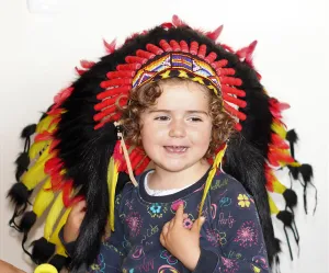K30 -  For Kid / Children From 5-8 years old: black ,red and yellow Chief indian Feather Headdress  for the little ones