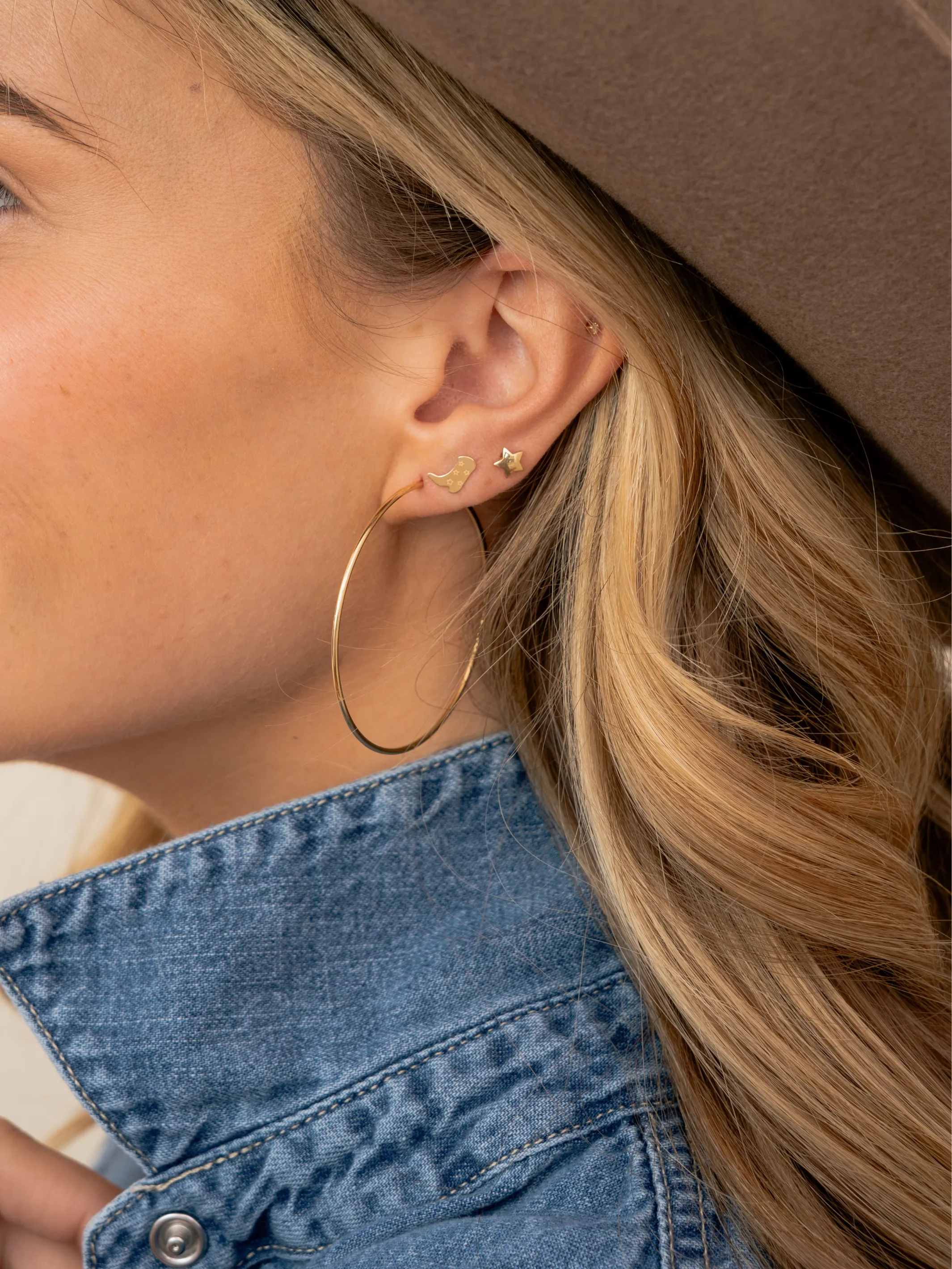 Kid Cowboy Boot Stud Earrings 14K