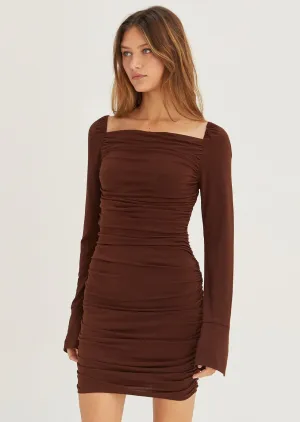 Kylie Ruched Bodycon Mini - Cocoa