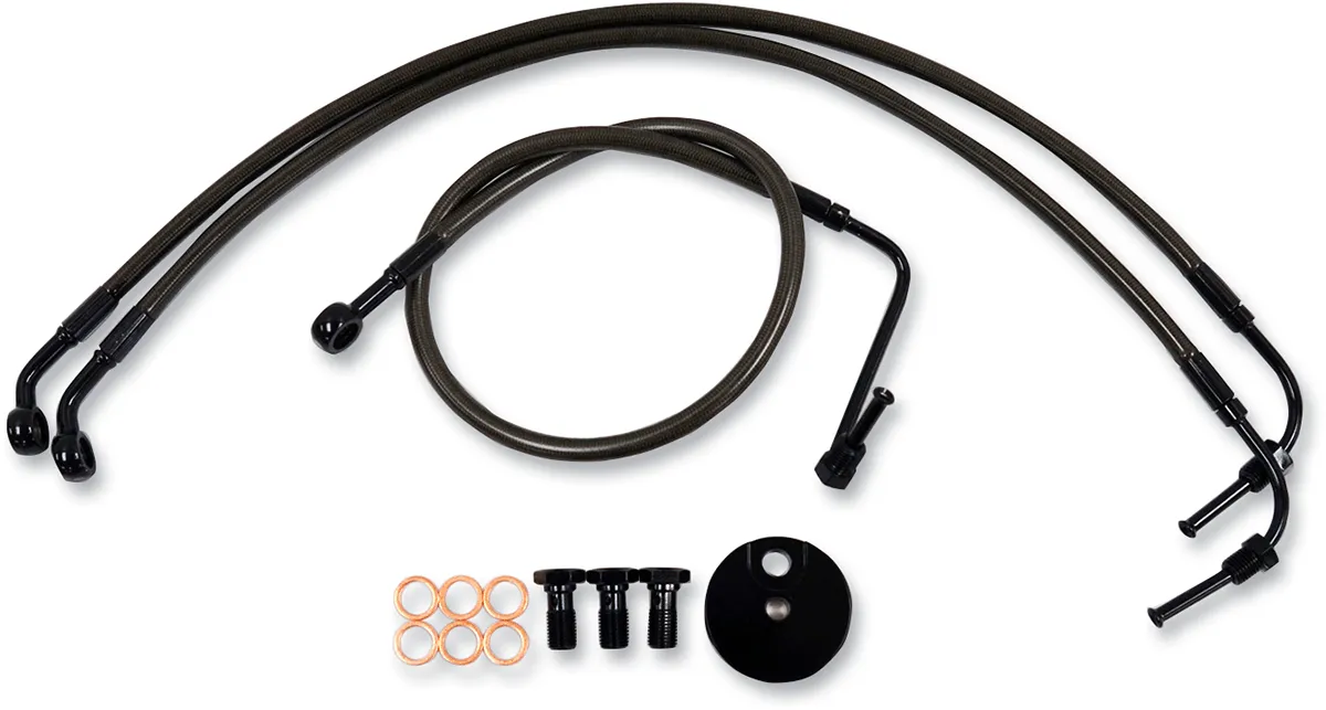LA Choppers LA-8210B19M Midnight Braided Brake Lines - 18-20in. Ape Hangers