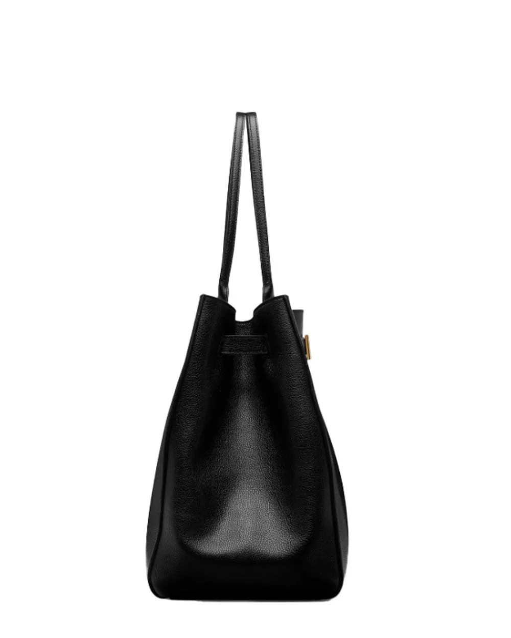 Large Audrey Grain Leather Tote in Black
