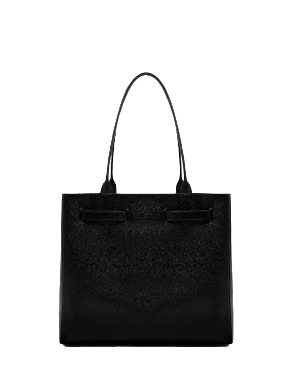 Large Audrey Grain Leather Tote in Black