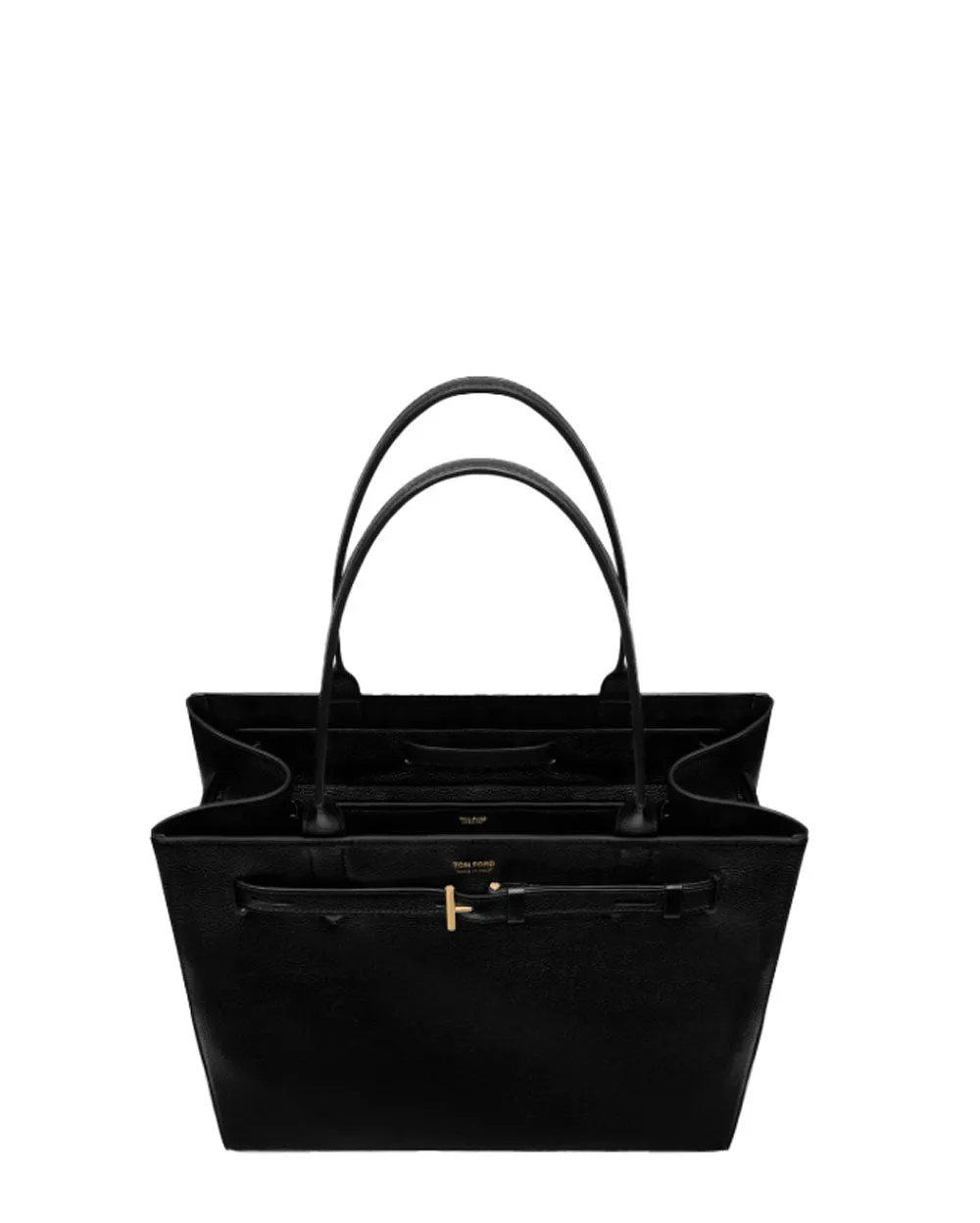 Large Audrey Grain Leather Tote in Black