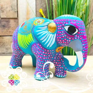 Large Clay Elephant - Hand Painted Figure