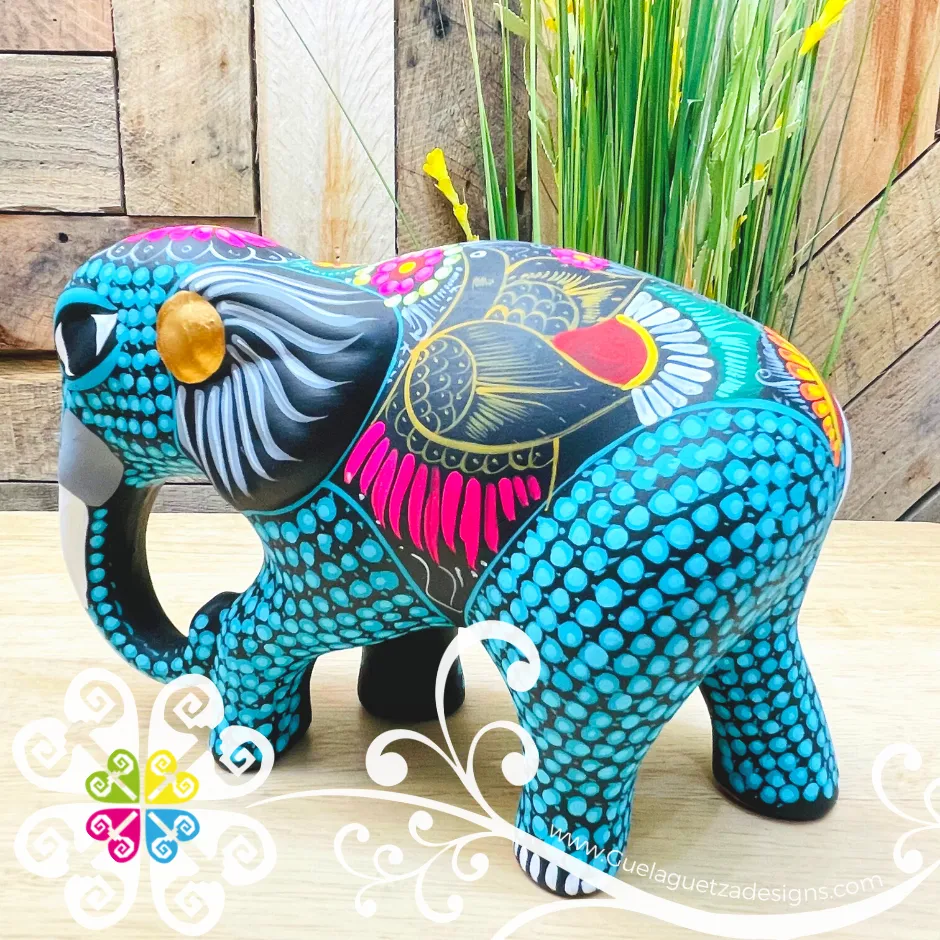 Large Clay Elephant - Hand Painted Figure