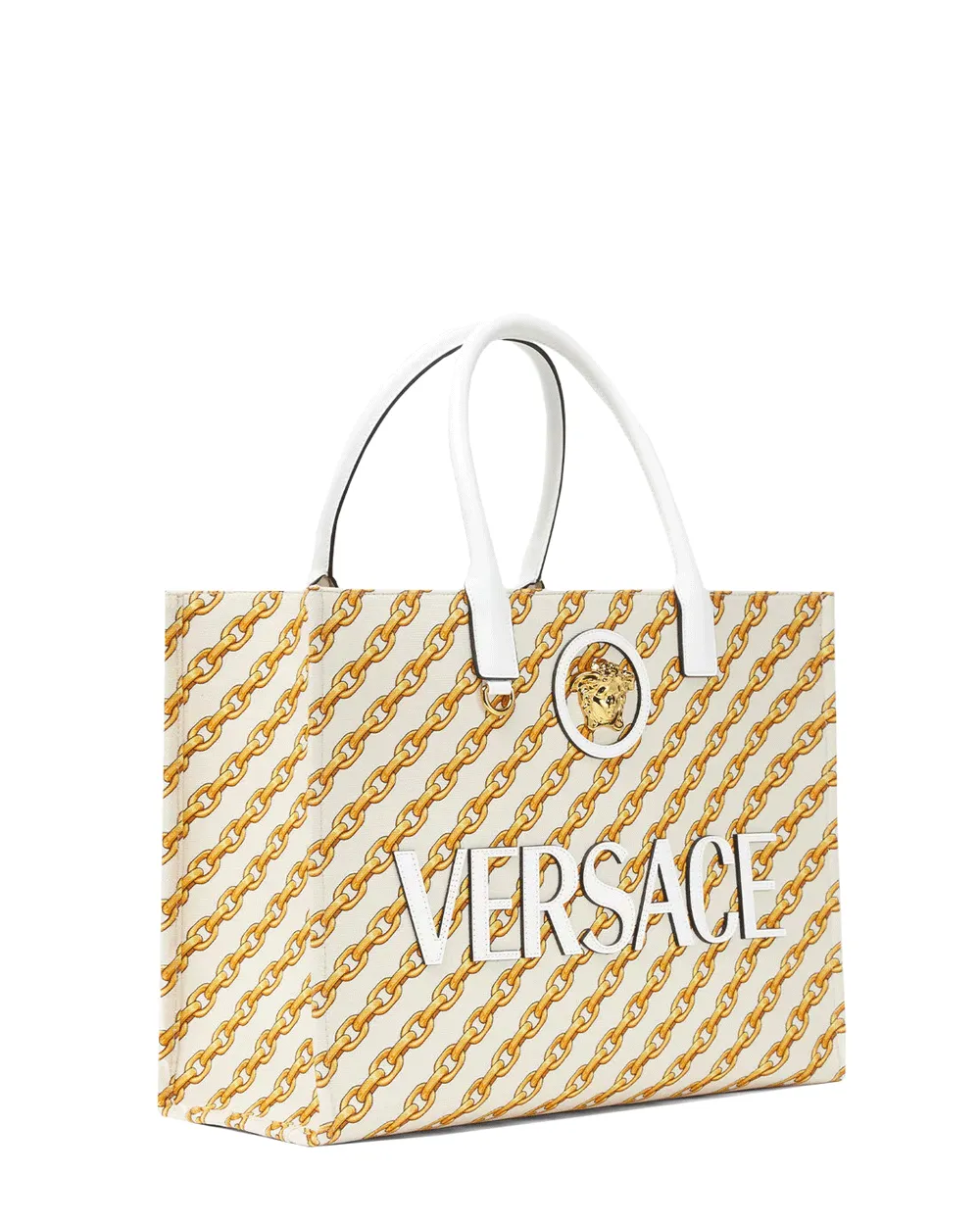 Large La Medusa Fabric Chain Stripe Tote