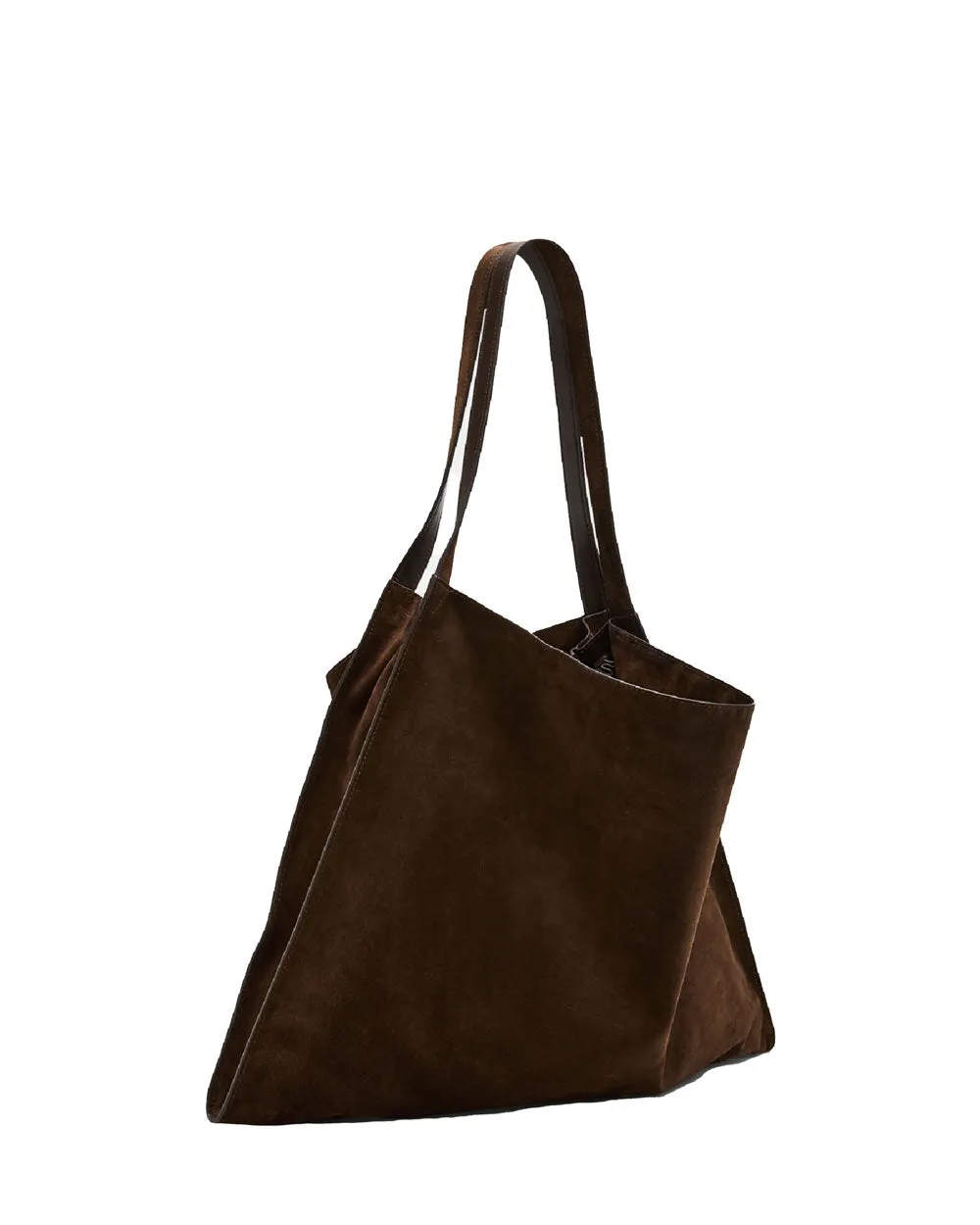 Le 54 Suede Drawstring Tote in Cosme Brown