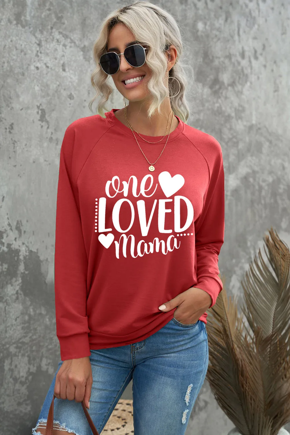 Letter Print Round Neck Long Sleeve Pullover Sweatshirt