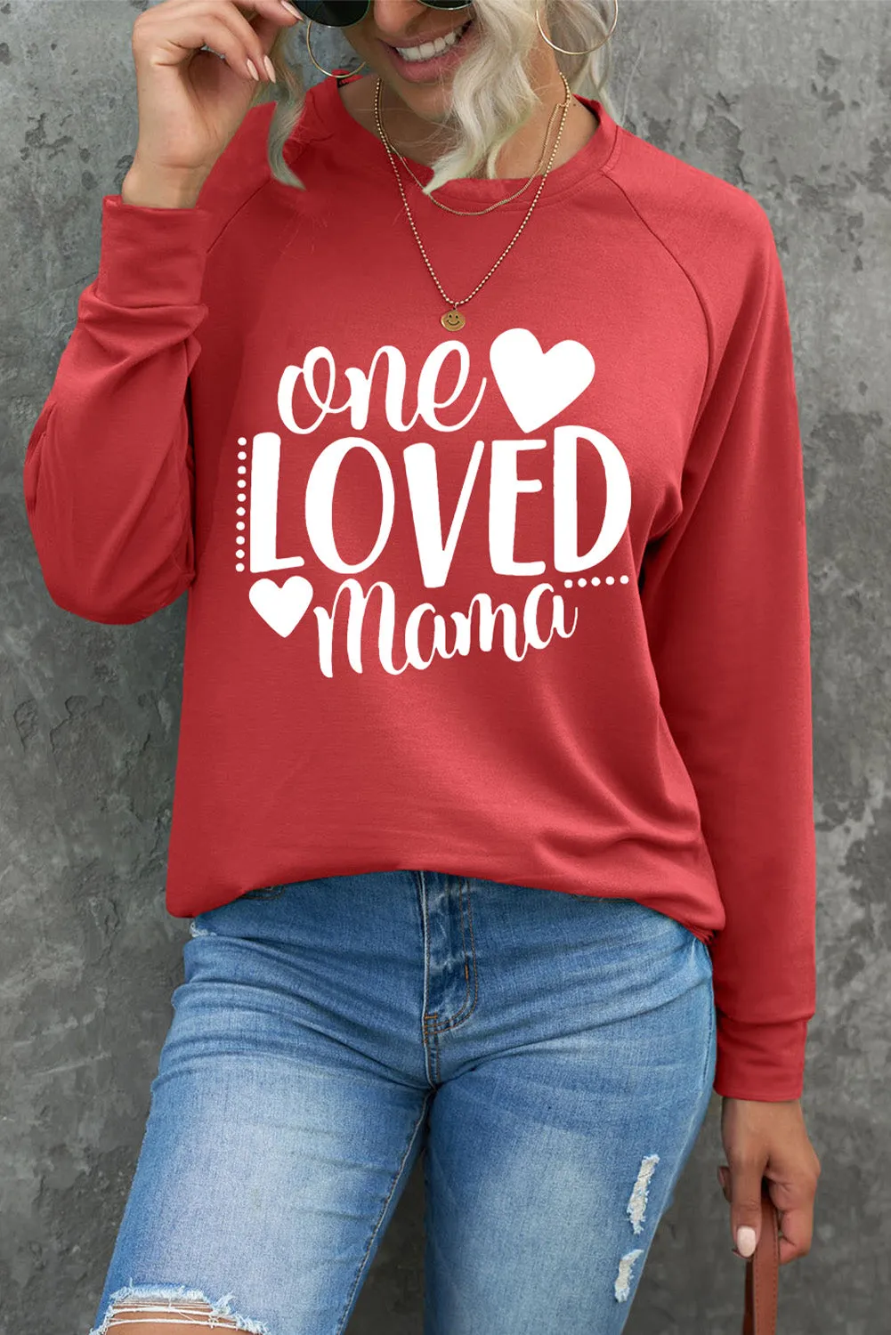 Letter Print Round Neck Long Sleeve Pullover Sweatshirt