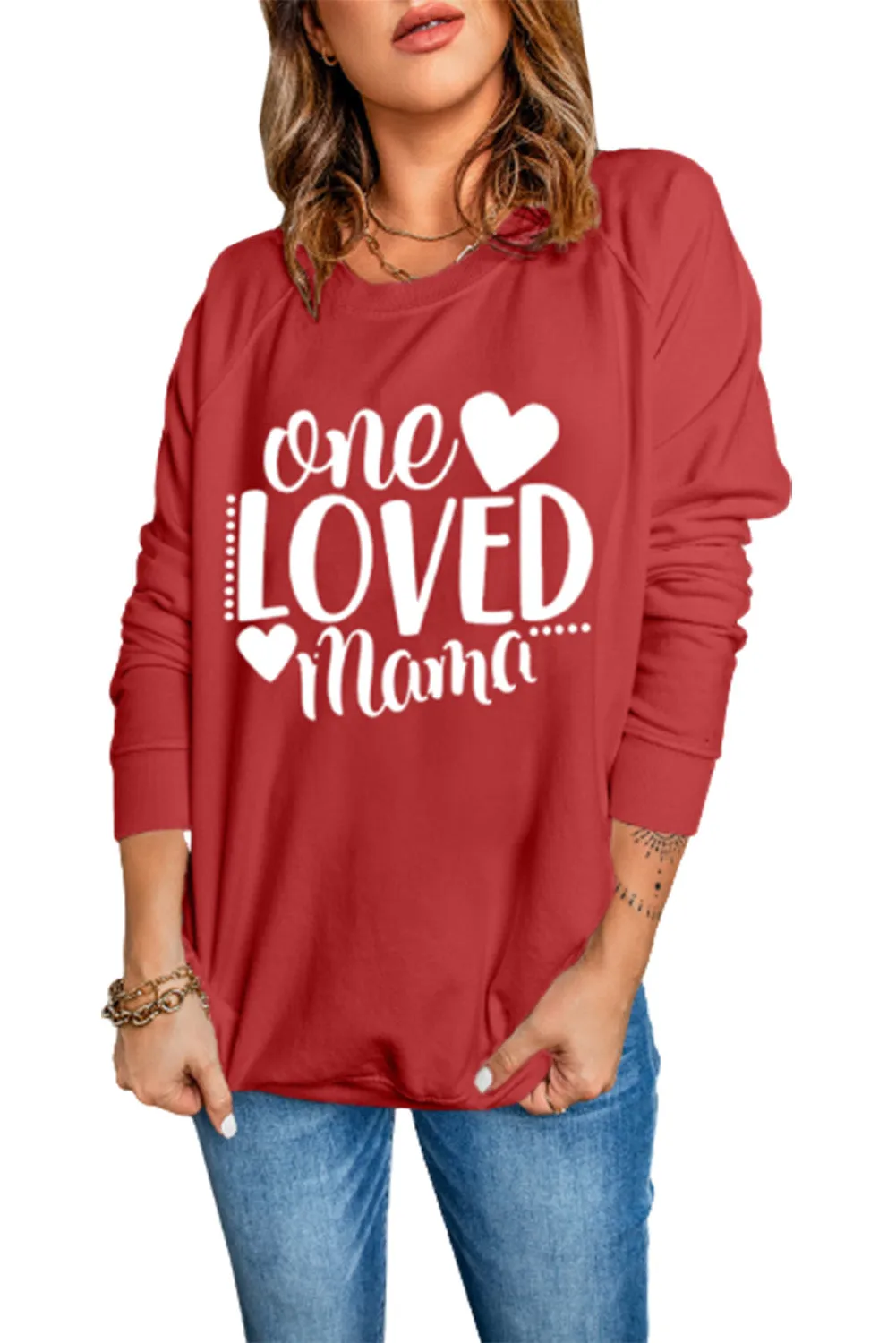 Letter Print Round Neck Long Sleeve Pullover Sweatshirt