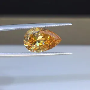 Loose Golden Champagne Moissanite Pear Cut VVS1 | Excellent Pear Cut With Certificate | Golden Loose Moissanite Gemstone for Jewelry Making