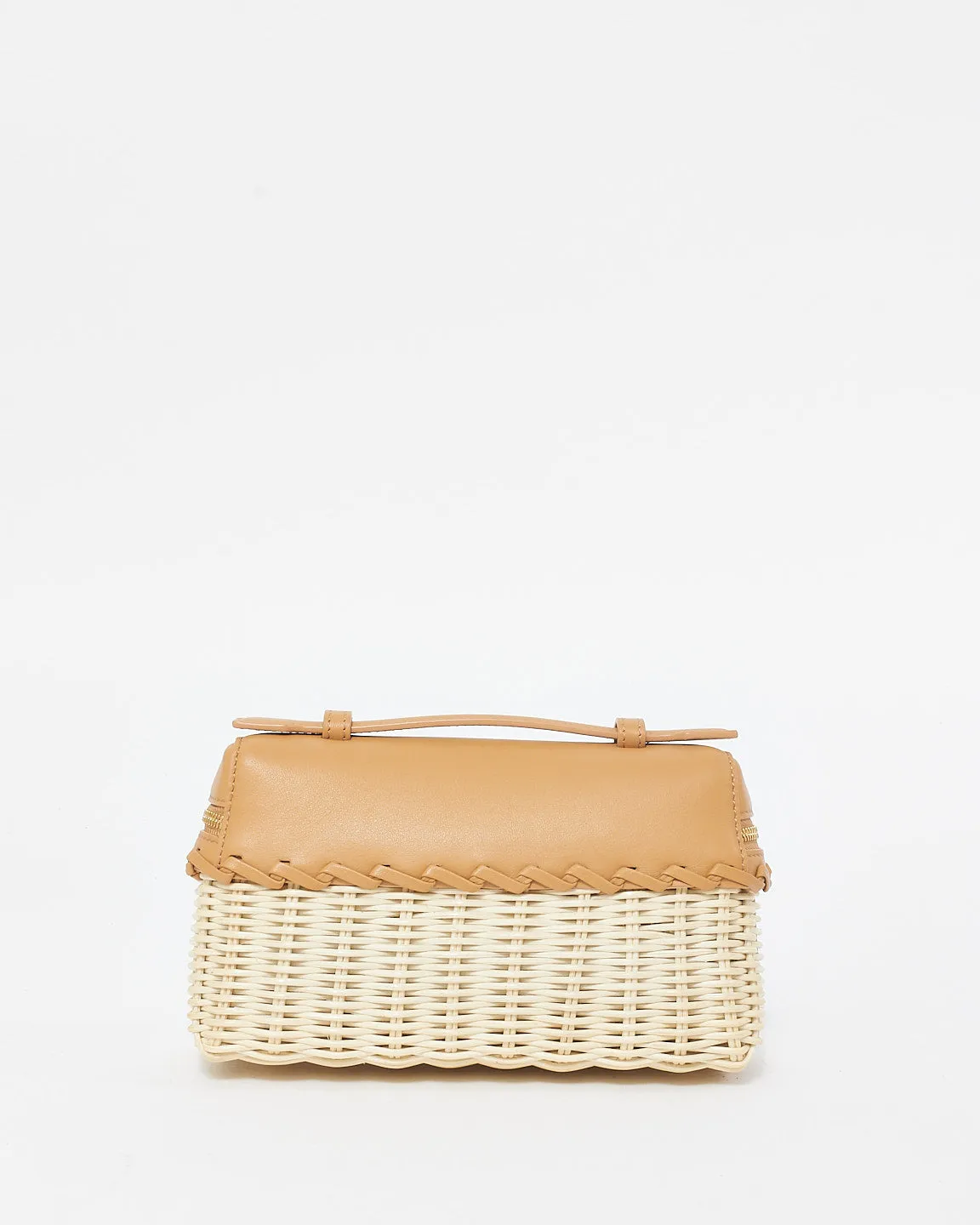 Loro Piana Beige Wicker & Camel Leather Extra Pocket L19 Bag