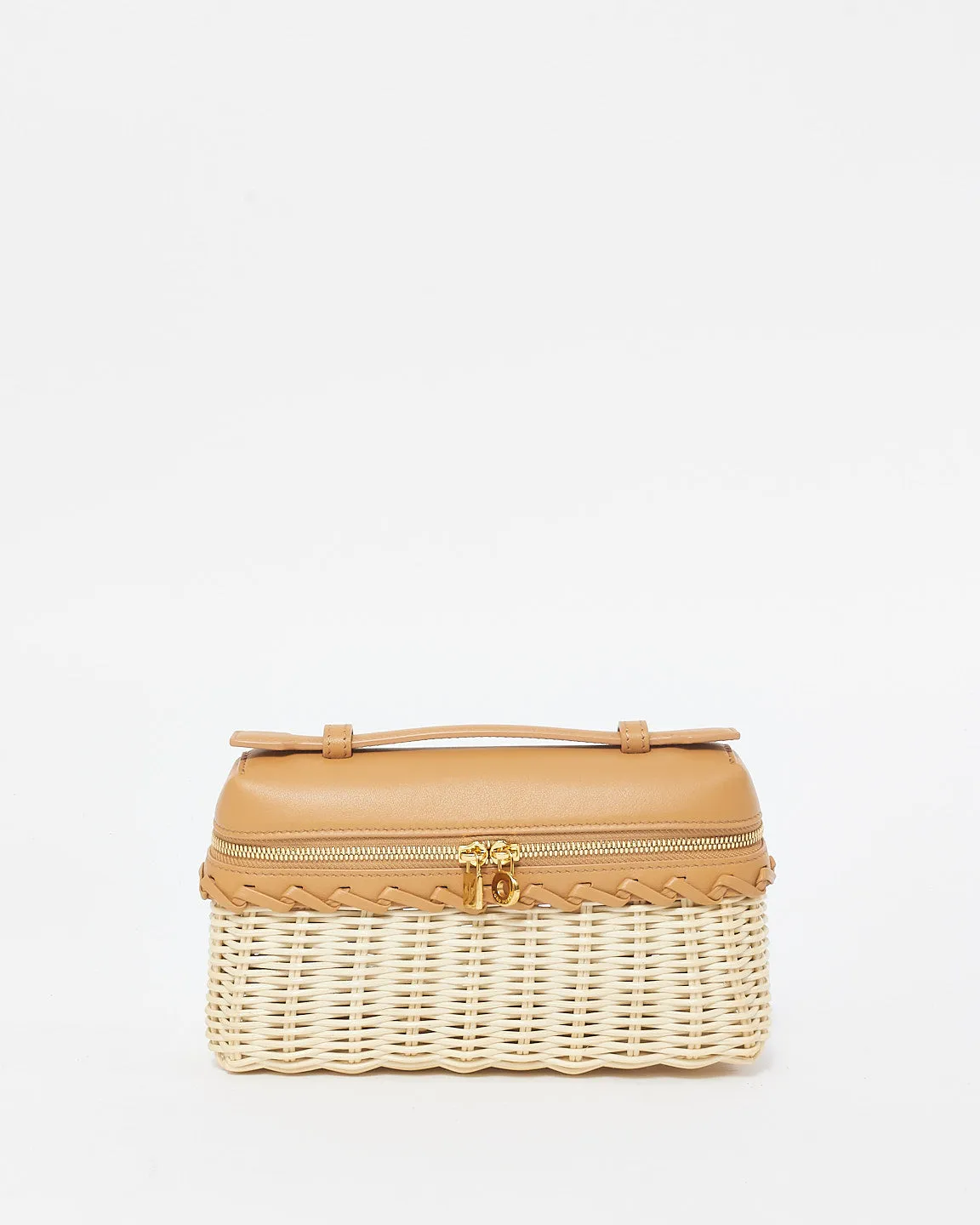 Loro Piana Beige Wicker & Camel Leather Extra Pocket L19 Bag