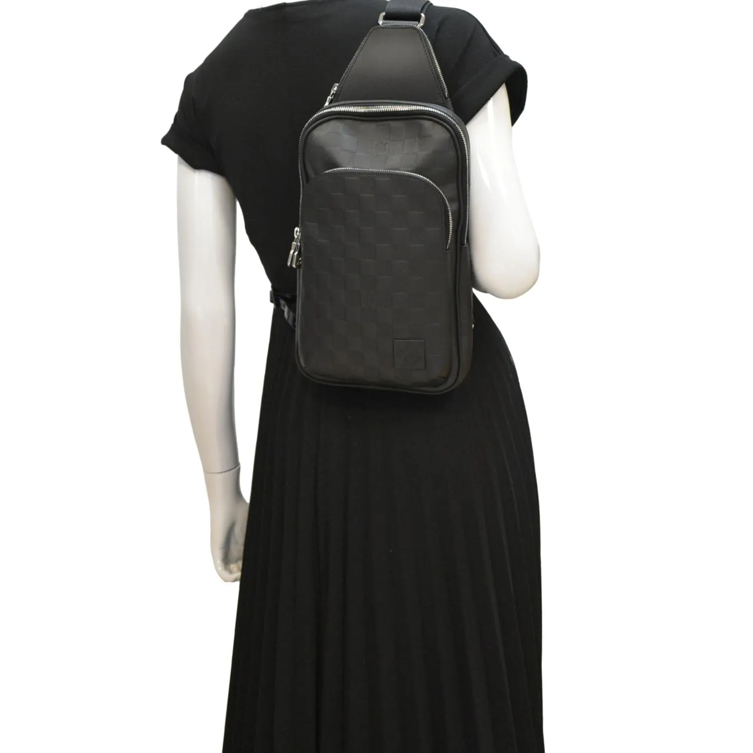 LOUIS VUITTON Avenue Sling Damier Infini Leather Backpack Bag Black