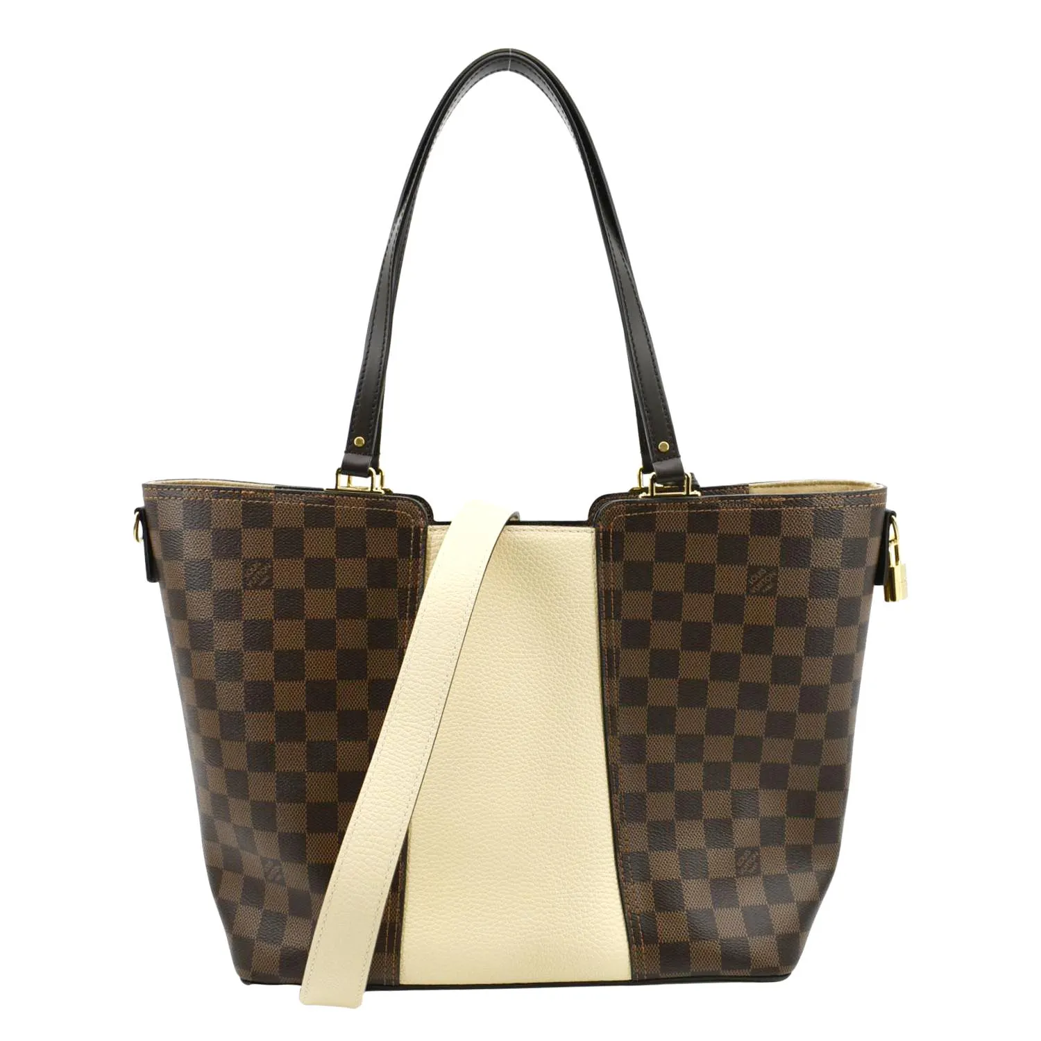 LOUIS VUITTON Jersey Damier Ebene Tote Shoulder Bag Creme