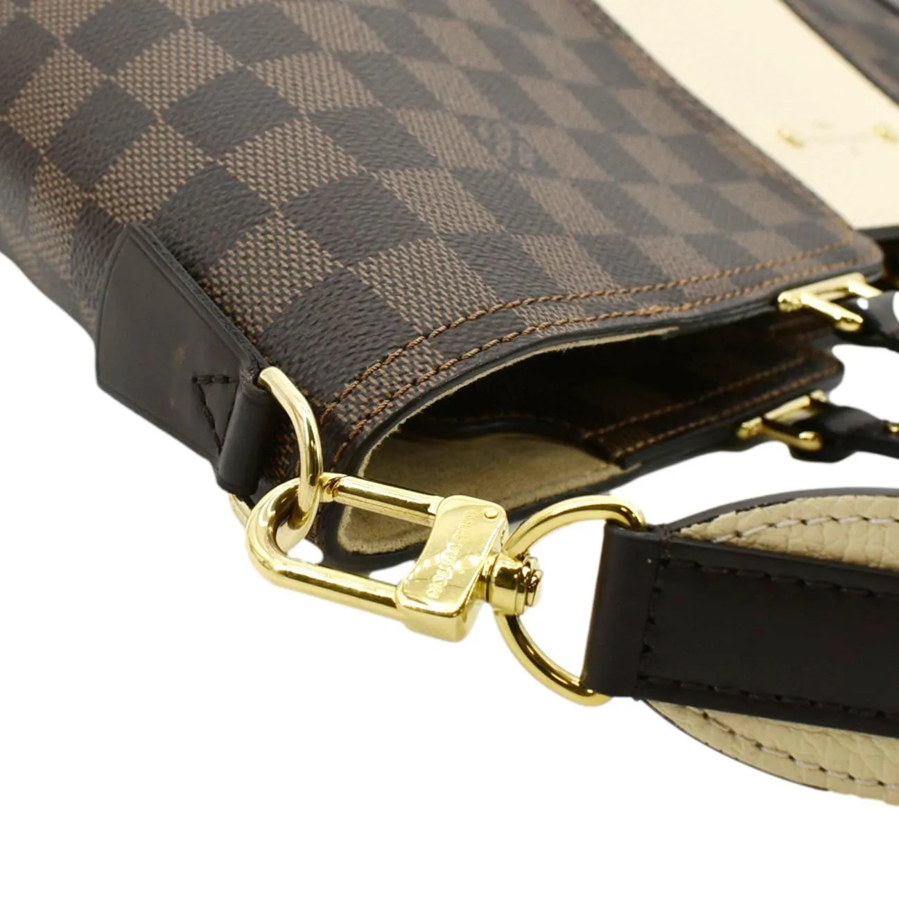 LOUIS VUITTON Jersey Damier Ebene Tote Shoulder Bag Creme