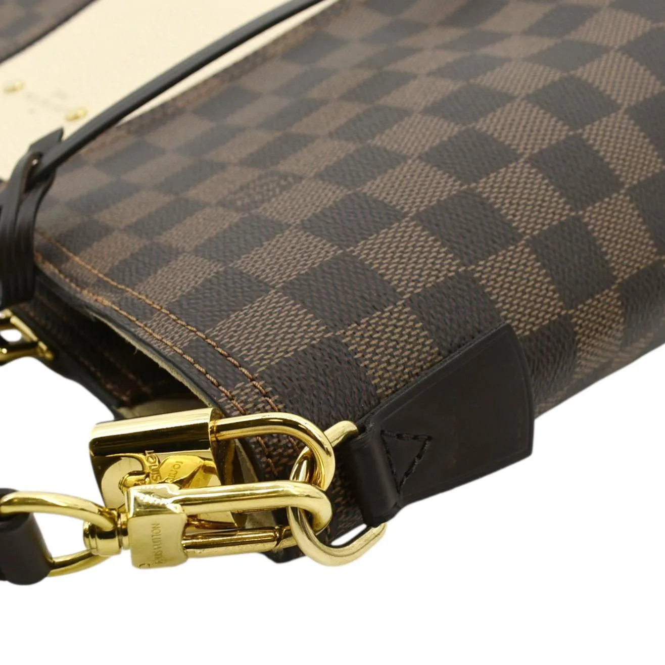 LOUIS VUITTON Jersey Damier Ebene Tote Shoulder Bag Creme