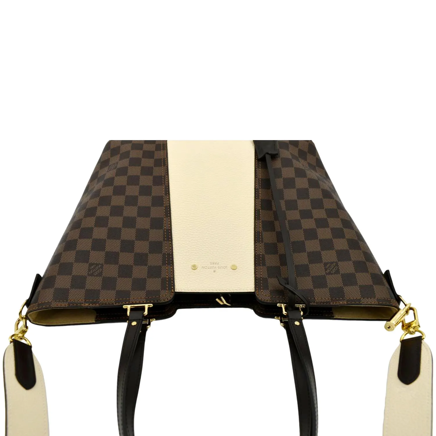 LOUIS VUITTON Jersey Damier Ebene Tote Shoulder Bag Creme