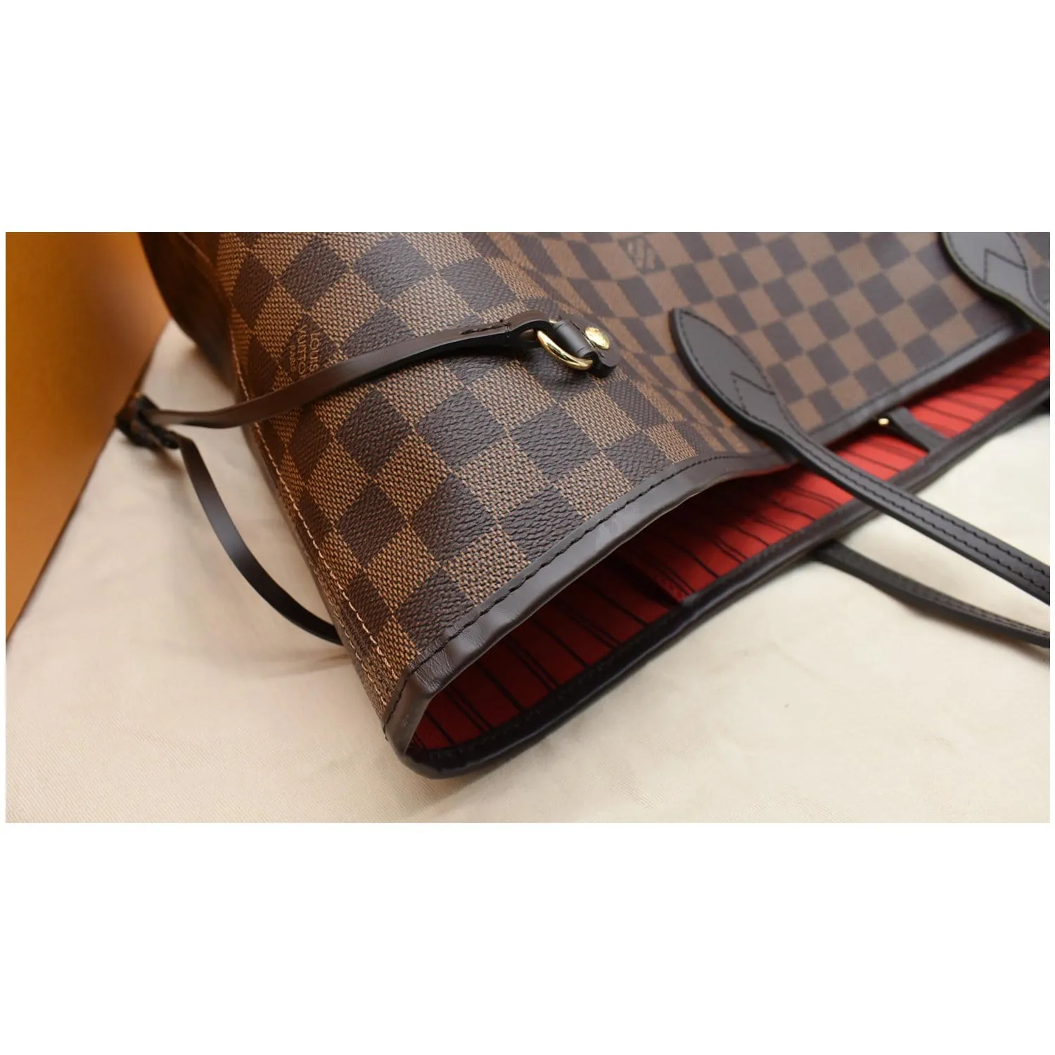 LOUIS VUITTON Neverfull GM Damier Ebene Tote Bag Brown