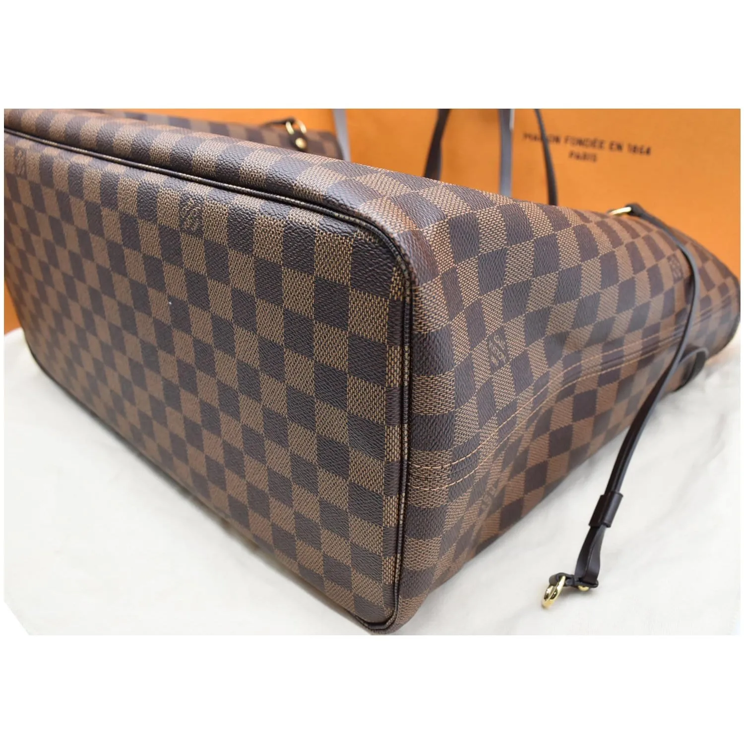 LOUIS VUITTON Neverfull GM Damier Ebene Tote Bag Brown