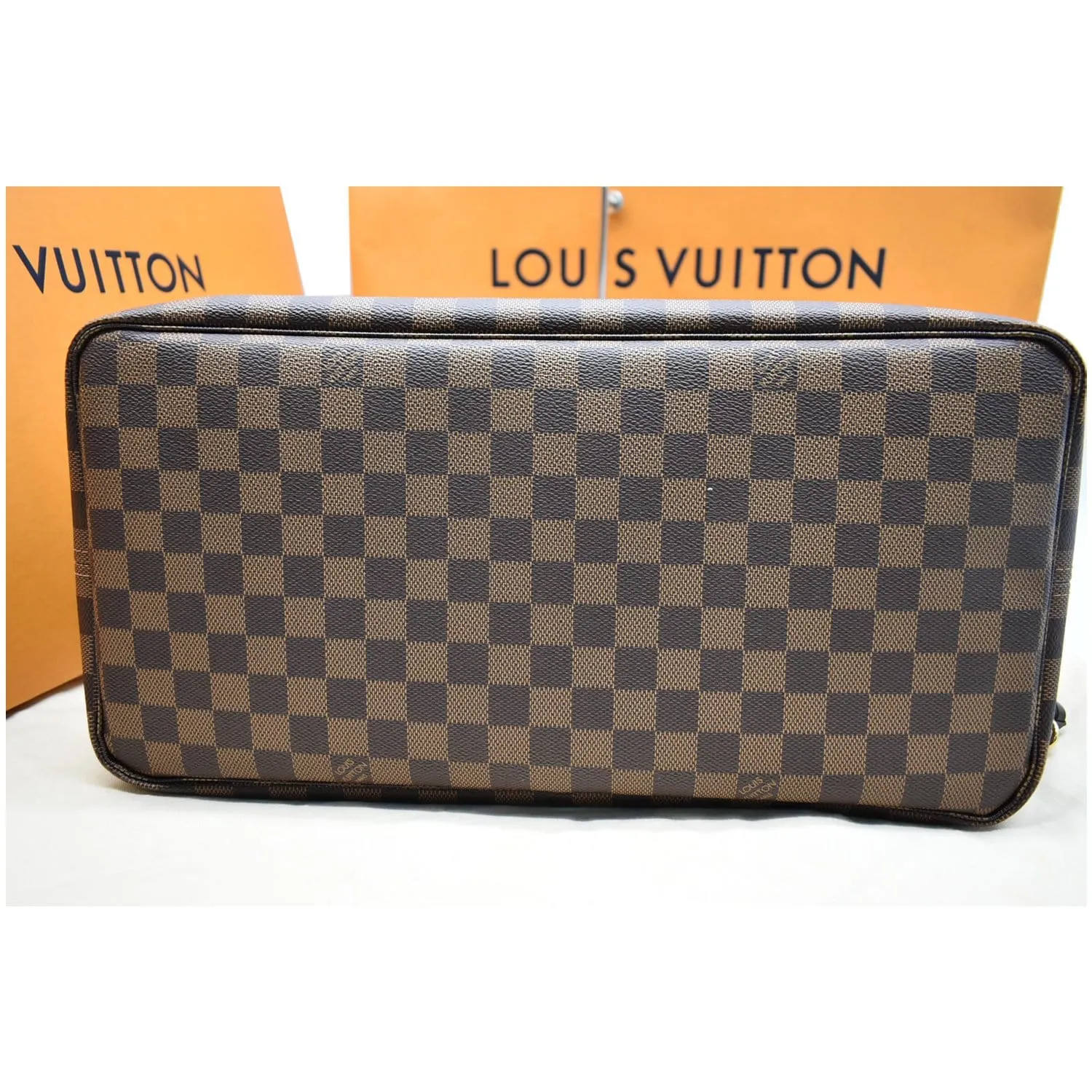 LOUIS VUITTON Neverfull GM Damier Ebene Tote Bag Brown