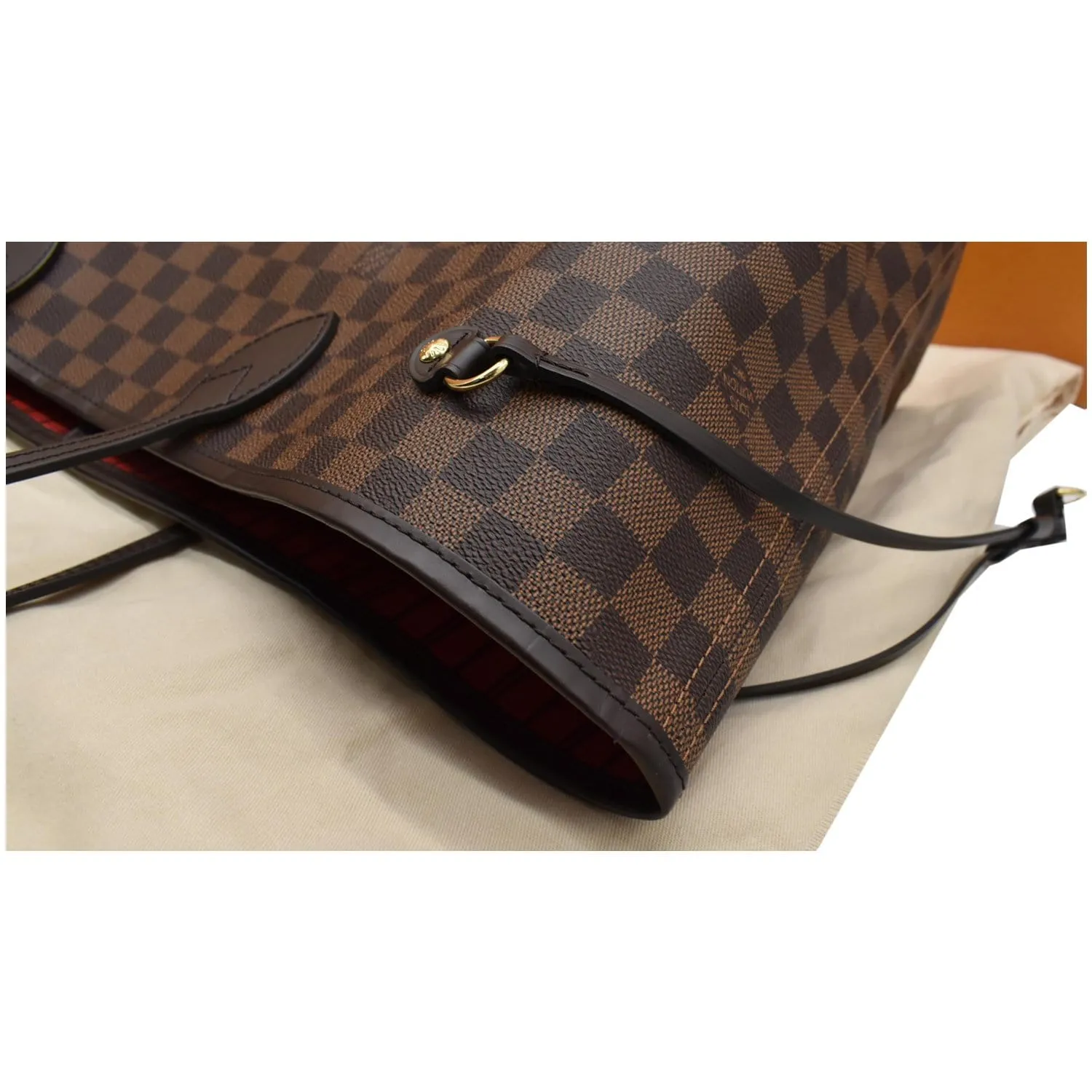 LOUIS VUITTON Neverfull GM Damier Ebene Tote Bag Brown