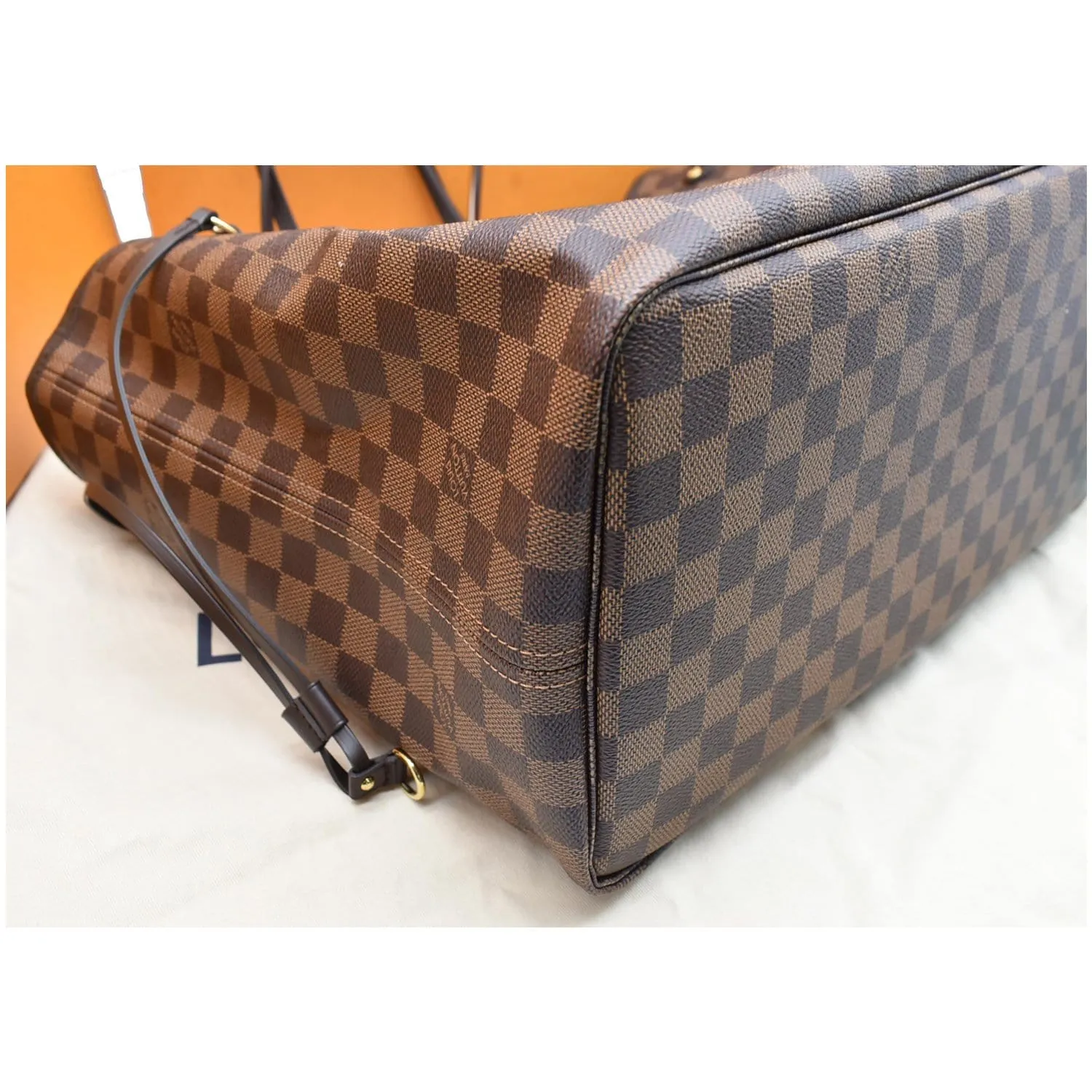 LOUIS VUITTON Neverfull GM Damier Ebene Tote Bag Brown