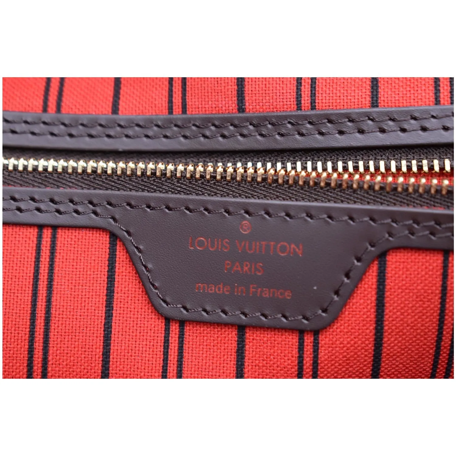 LOUIS VUITTON Neverfull GM Damier Ebene Tote Bag Brown