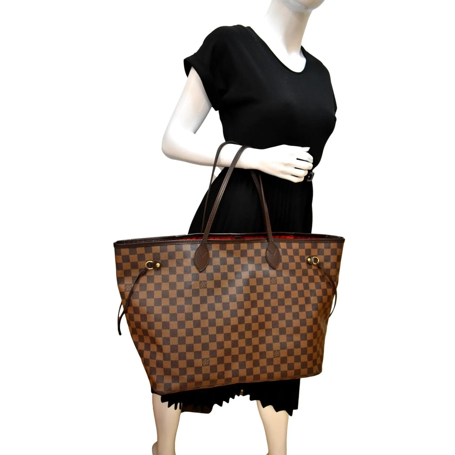 LOUIS VUITTON Neverfull GM Damier Ebene Tote Shoulder Bag Brown